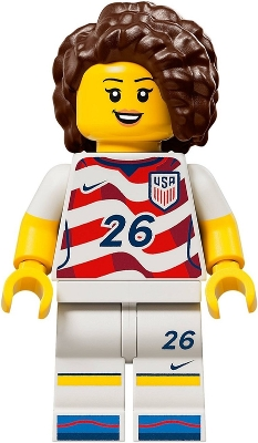Minifig LEGO Éditions edi008 Soccer Player - Female, US Team, Stripes Jersey