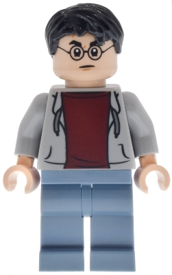 Minifig LEGO Harry Potter hp631 Harry Potter - Light Bluish Gray Hoodie Open, Sand Blue Legs