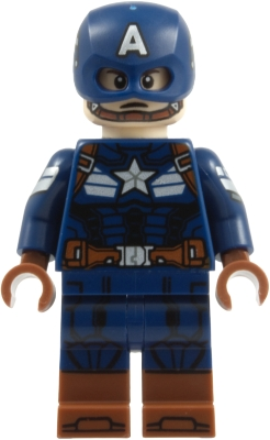 Minifig LEGO Marvel Super Heroes sh1128 Captain America - Dark Blue Suit, Printed Arms