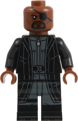 Minifig LEGO Marvel Super Heroes sh1133 Nick Fury - Leather Trench Coat, Black Legs