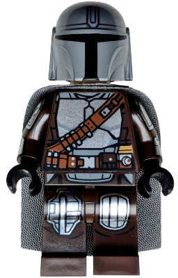 Minifig Lego Star Wars sw1488 The Mandalorian / Din Djarin / 'Mando' - Silver Beskar Armor, Cape, Printed Head